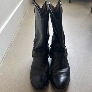 Frye Wyatt Harness Tall Black Leather Vintage/Antique Retro Moto Cowboy Boot